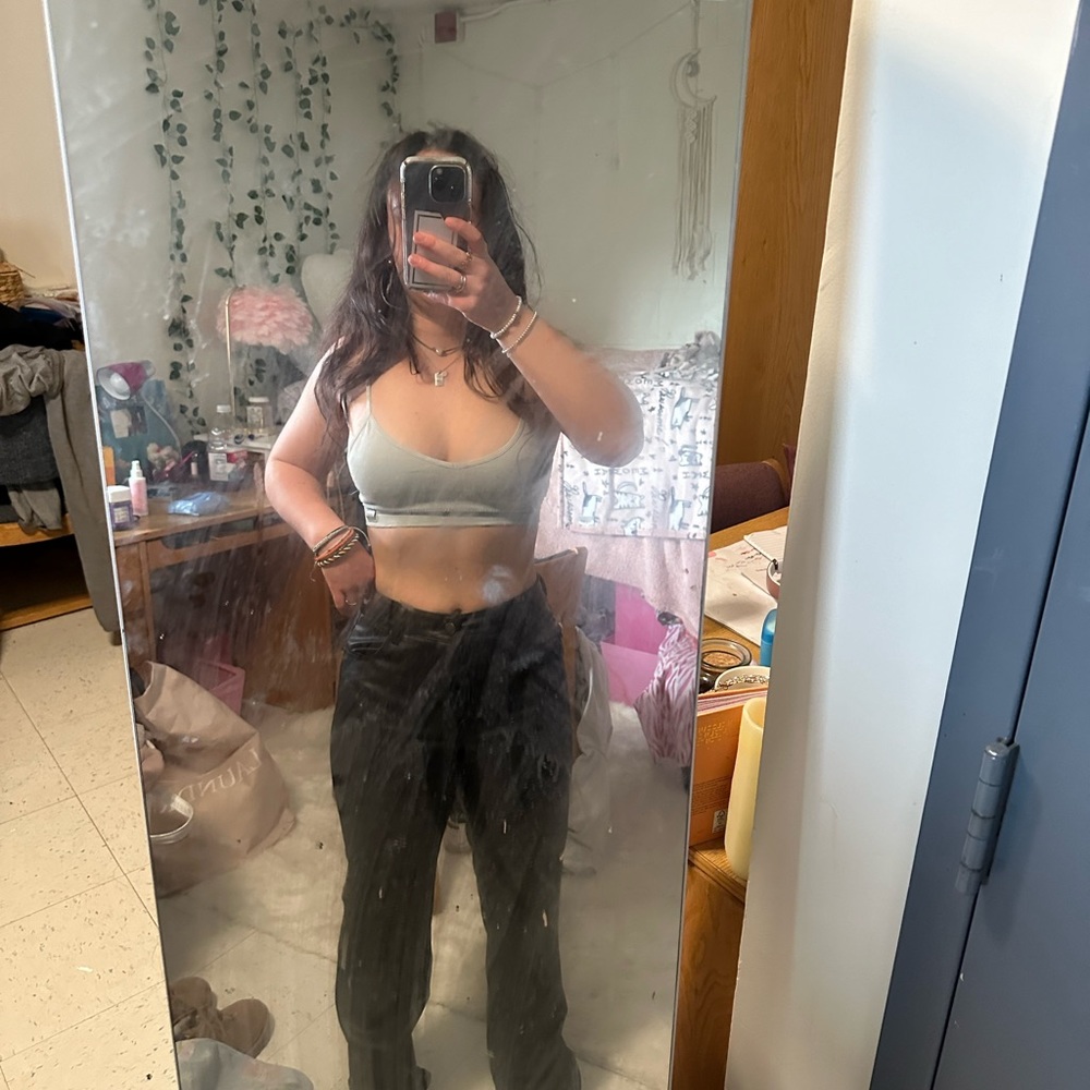 Zara leather jeans
